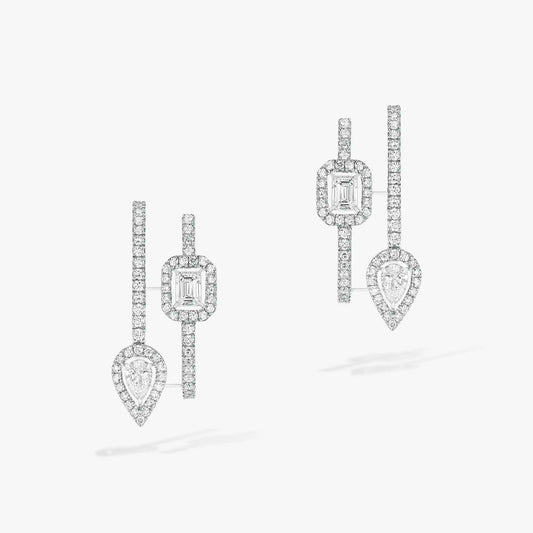 [⭐Hevara Jewelry]CREOLES MY TWIN 2 RANGS SILVER DIAMOND EARRINGS
