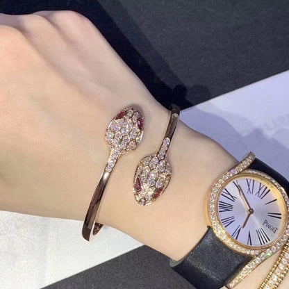 [⭐Hevara Jewelry]SERPENTI BRACELET PINK GOLD DIAMOND DOUBLE SNAKE