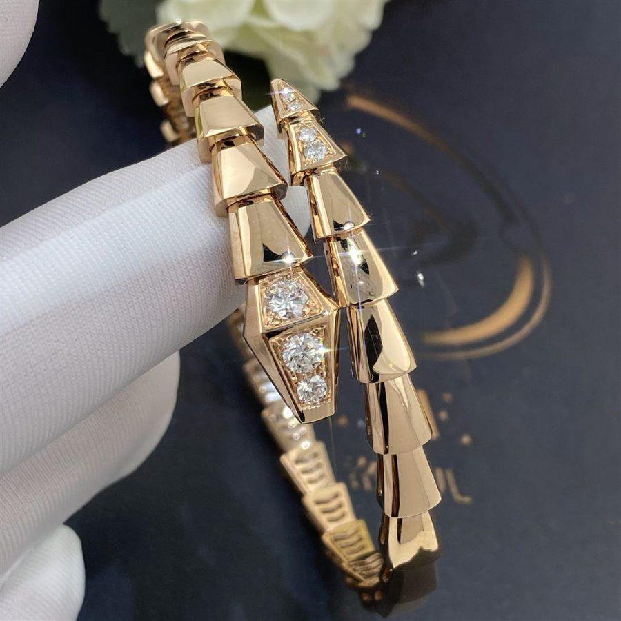 [⭐Hevara Jewelry]SERPENTI BRACELET DIAMONDS PINK GOLD