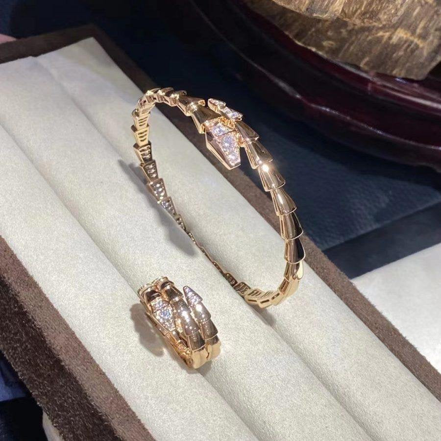 [⭐Hevara Jewelry]SERPENTI BRACELET DIAMONDS PINK GOLD