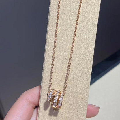 [⭐Hevara Jewelry]SERPENTI PINK GOLD NECKLACE DOUBLE RING DIAMOND