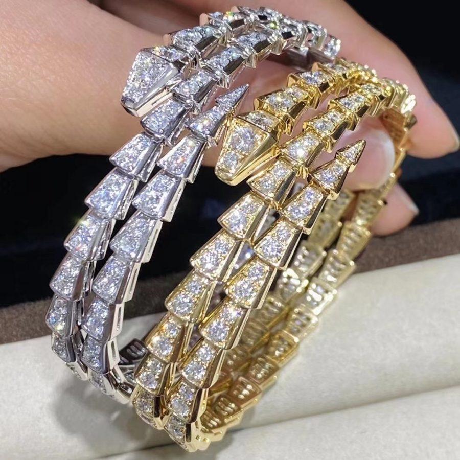 [⭐Hevara Jewelry]SERPENTI BRACELET GOLD DIAMOND DOUBLE ROW