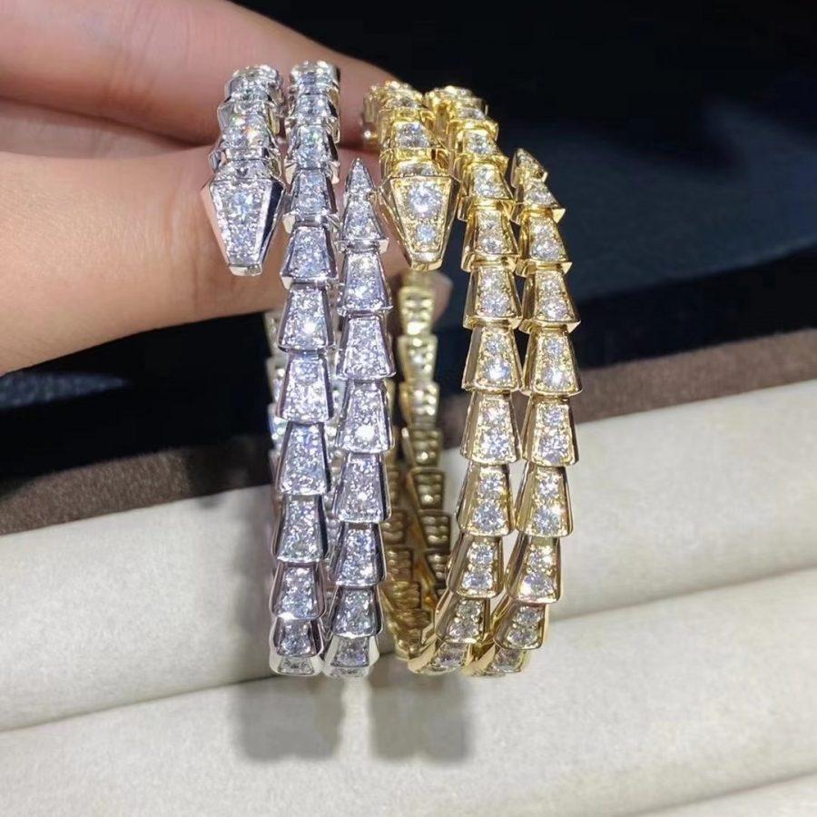 [⭐Hevara Jewelry]SERPENTI BRACELET GOLD DIAMOND DOUBLE ROW