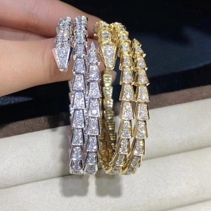 [⭐Hevara Jewelry]SERPENTI BRACELET GOLD DIAMOND DOUBLE ROW