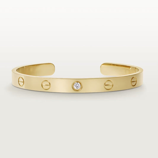 [⭐Hevara Jewelry]LOVE BRACELET 6.1MM 1 DIAMOND OPEN CUFF