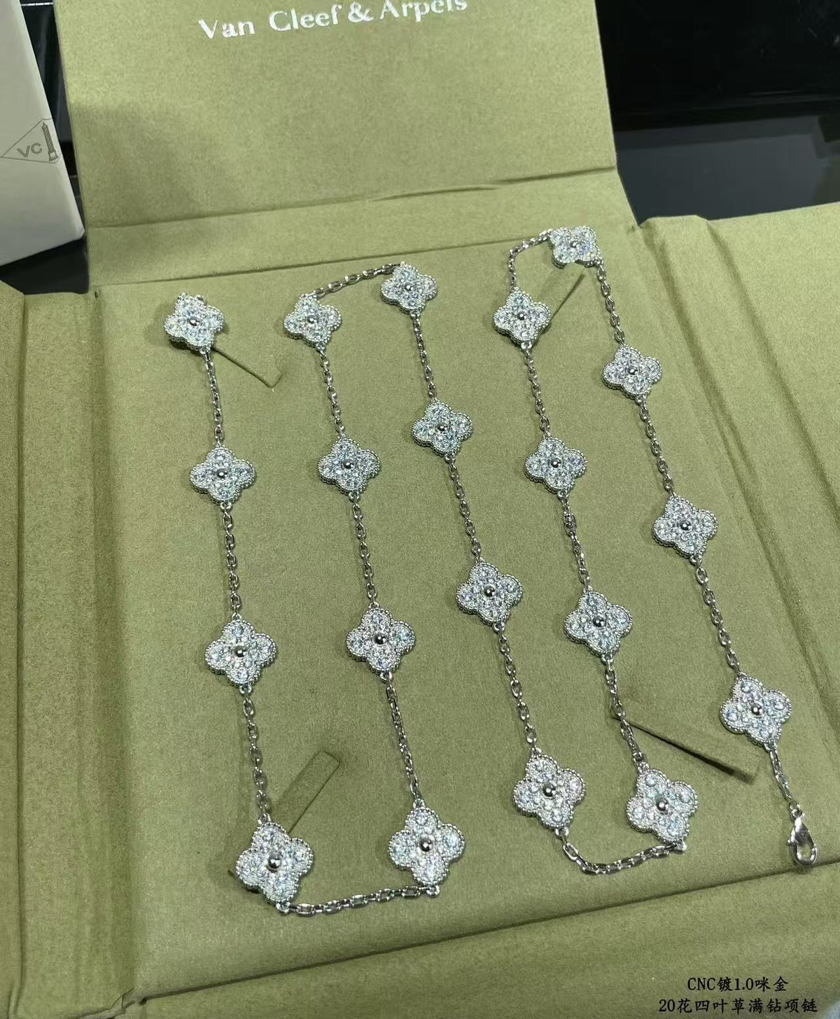 [⭐Hevara Jewelry]CLOVER 20 MOTIFS FULL-DIAMOND NECKLACE
