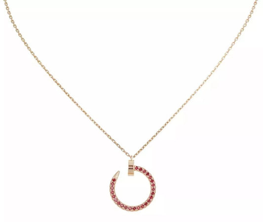 [⭐Hevara Jewelry]JUSTE NECKLACE GOLD RED DIAMONDS