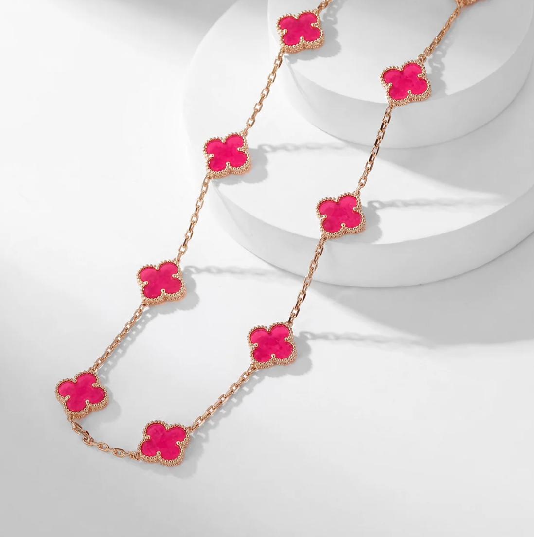 [⭐Hevara Jewelry]CLOVER 10 MOTIFS  NEW BUBBLE PINK ENAMEL
