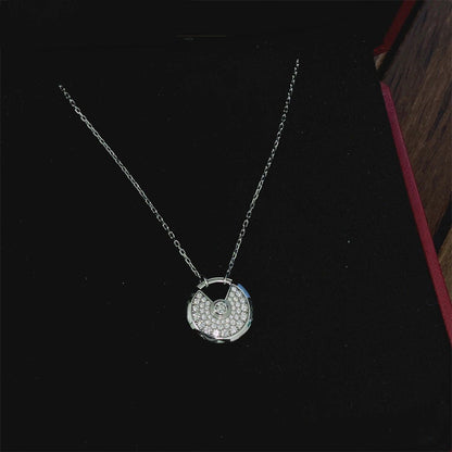 [⭐Hevara Jewelry]AMULETTE SILVER FULL DIAMOND NECKLACE