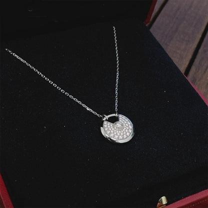 [⭐Hevara Jewelry]AMULETTE SILVER FULL DIAMOND NECKLACE