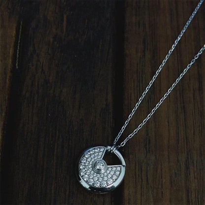 [⭐Hevara Jewelry]AMULETTE SILVER FULL DIAMOND NECKLACE