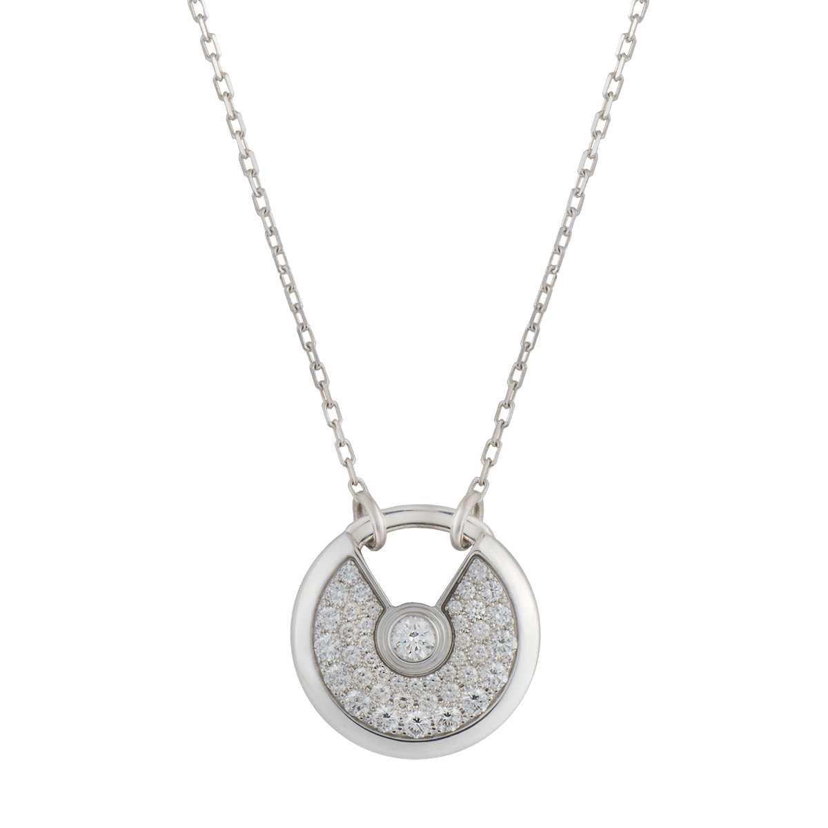 [⭐Hevara Jewelry]AMULETTE SILVER FULL DIAMOND NECKLACE