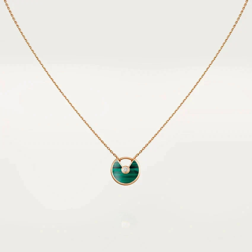 [⭐Hevara Jewelry]AMULETTE ROSE GOLD MALACHITE NECKLACE