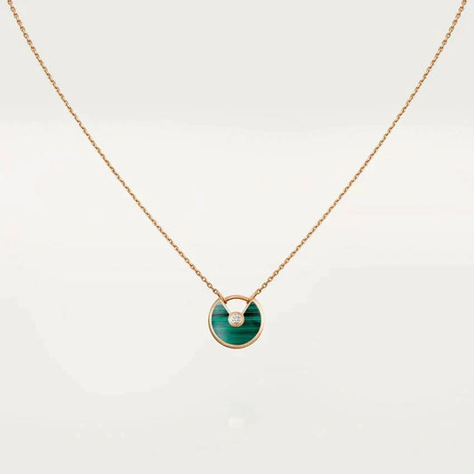[⭐Hevara Jewelry]AMULETTE ROSE GOLD MALACHITE NECKLACE