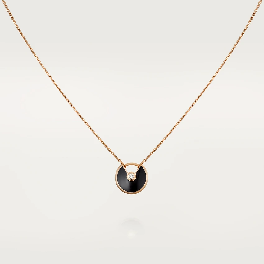 [⭐Hevara Jewelry]AMULETTE ROSE GOLD ONYX NECKLACE