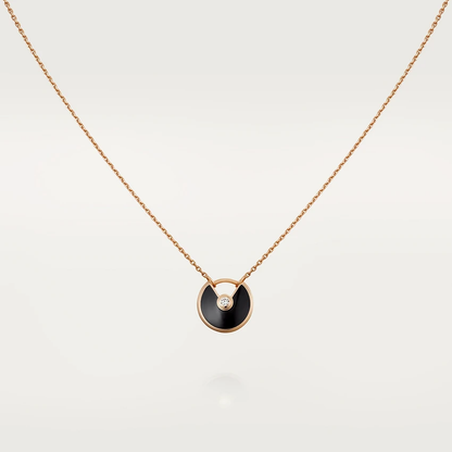 [⭐Hevara Jewelry]AMULETTE ROSE GOLD ONYX NECKLACE