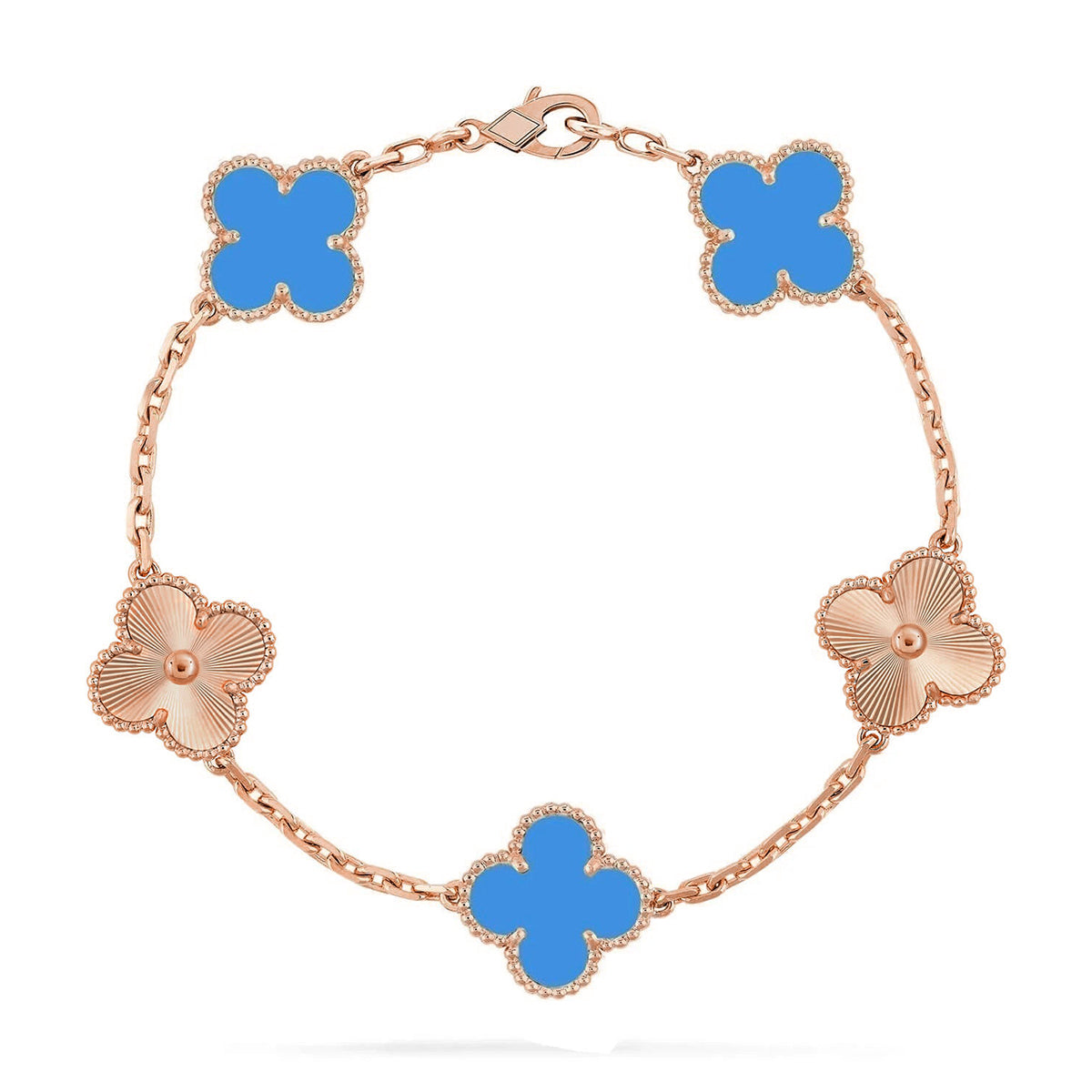 [⭐Hevara Jewelry] CLOVER 5 MOTIF BLUE AGATE BRACELET COLLECTION