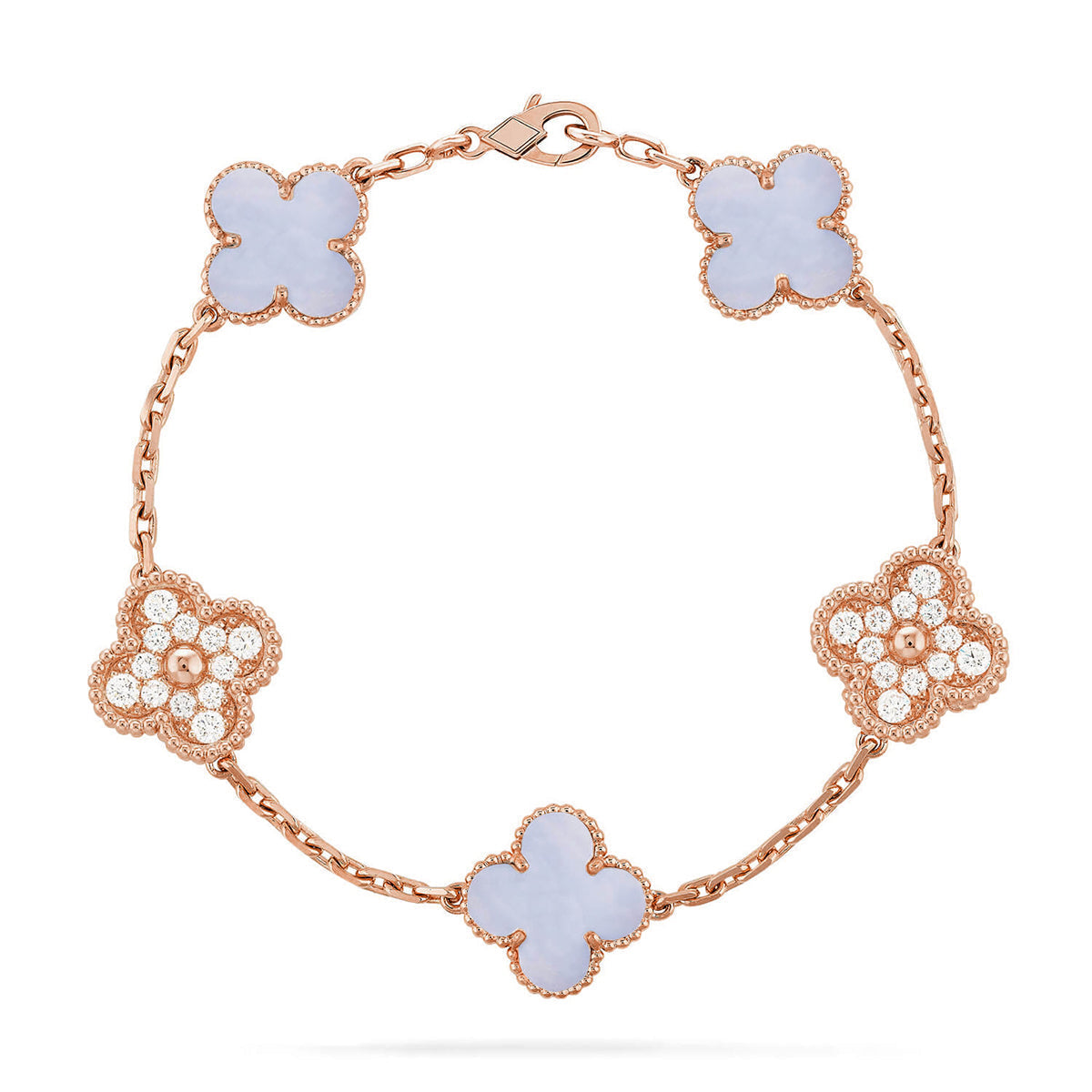 [⭐Hevara Jewelry] CLOVER 5 MOTIF PURPLE CHALCEDONY BRACELET COLLECTION