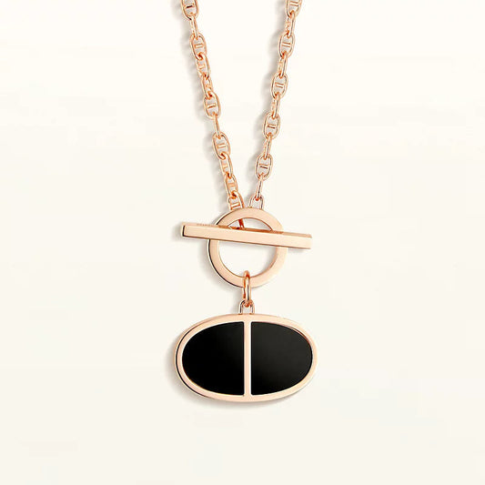 [⭐Hevara Jewelry]CHAINE VERSO BLACK CERAMIC NECKLACE