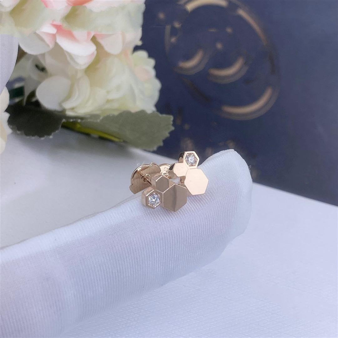 [⭐Hevara Jewelry]BEE LOVE PINK GOLD DIAMOND EARRINGS