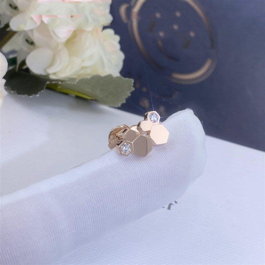 [⭐Hevara Jewelry]BEE LOVE PINK GOLD DIAMOND EARRINGS