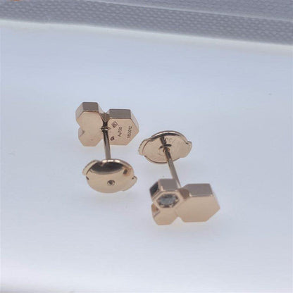 [⭐Hevara Jewelry]BEE LOVE PINK GOLD DIAMOND EARRINGS