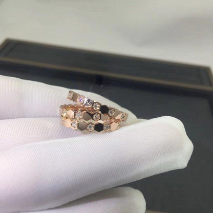 [⭐Hevara Jewelry]BEE LOVE RING PINK GOLD DIAMOND