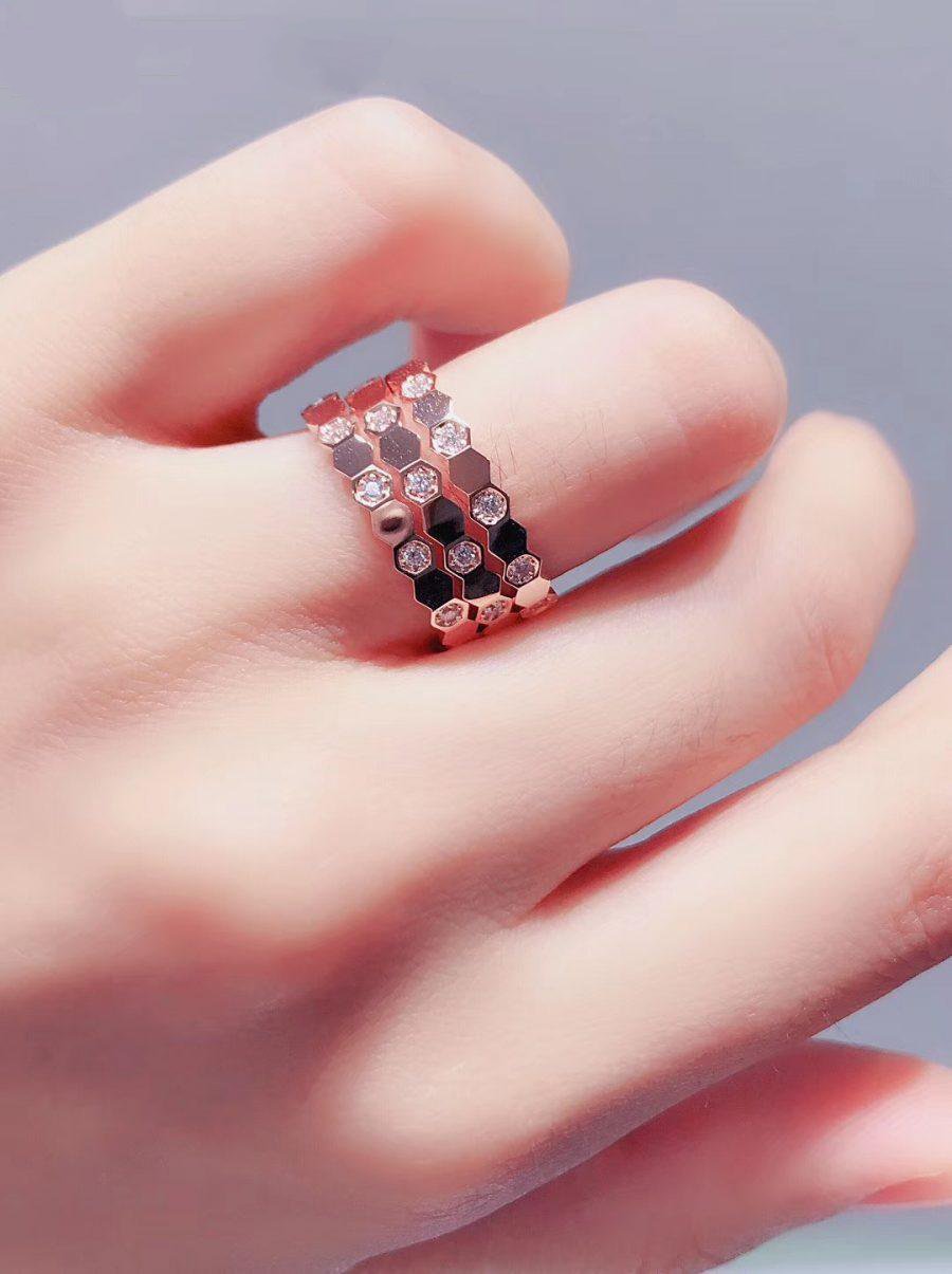 [⭐Hevara Jewelry]BEE LOVE RING PINK GOLD DIAMOND