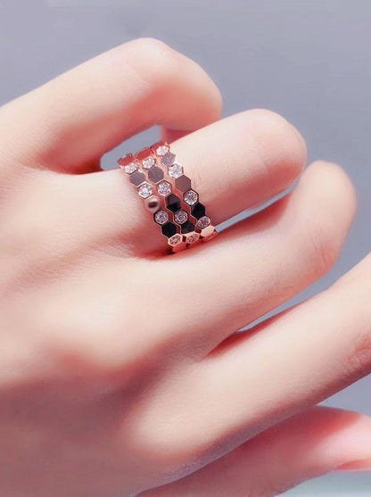 [⭐Hevara Jewelry]BEE LOVE RING PINK GOLD DIAMOND
