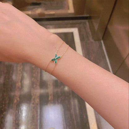 [⭐Hevara Jewelry]JEUX BRACELET MALACHITE PINK GOLD 1 DIAMOND