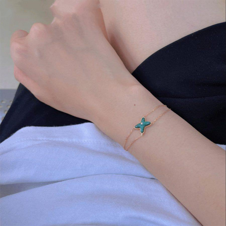 [⭐Hevara Jewelry]JEUX BRACELET MALACHITE PINK GOLD 1 DIAMOND
