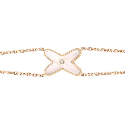 [⭐Hevara Jewelry]JEUX BRACELET WHITE MOP PINK GOLD 1 DIAMOND