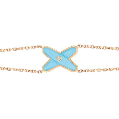 [⭐Hevara Jewelry]JEUX BRACELET TURQUOISE PINK GOLD 1 DIAMOND