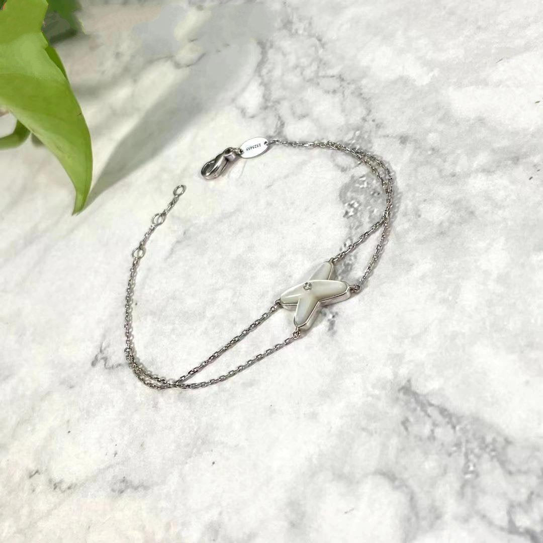 [⭐Hevara Jewelry]JEUX BRACELET WHITE MOP SILVER 1 DIAMOND