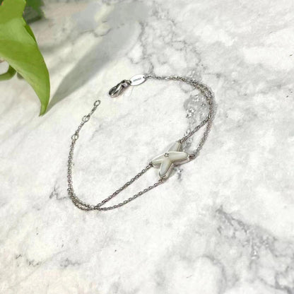 [⭐Hevara Jewelry]JEUX BRACELET WHITE MOP SILVER 1 DIAMOND