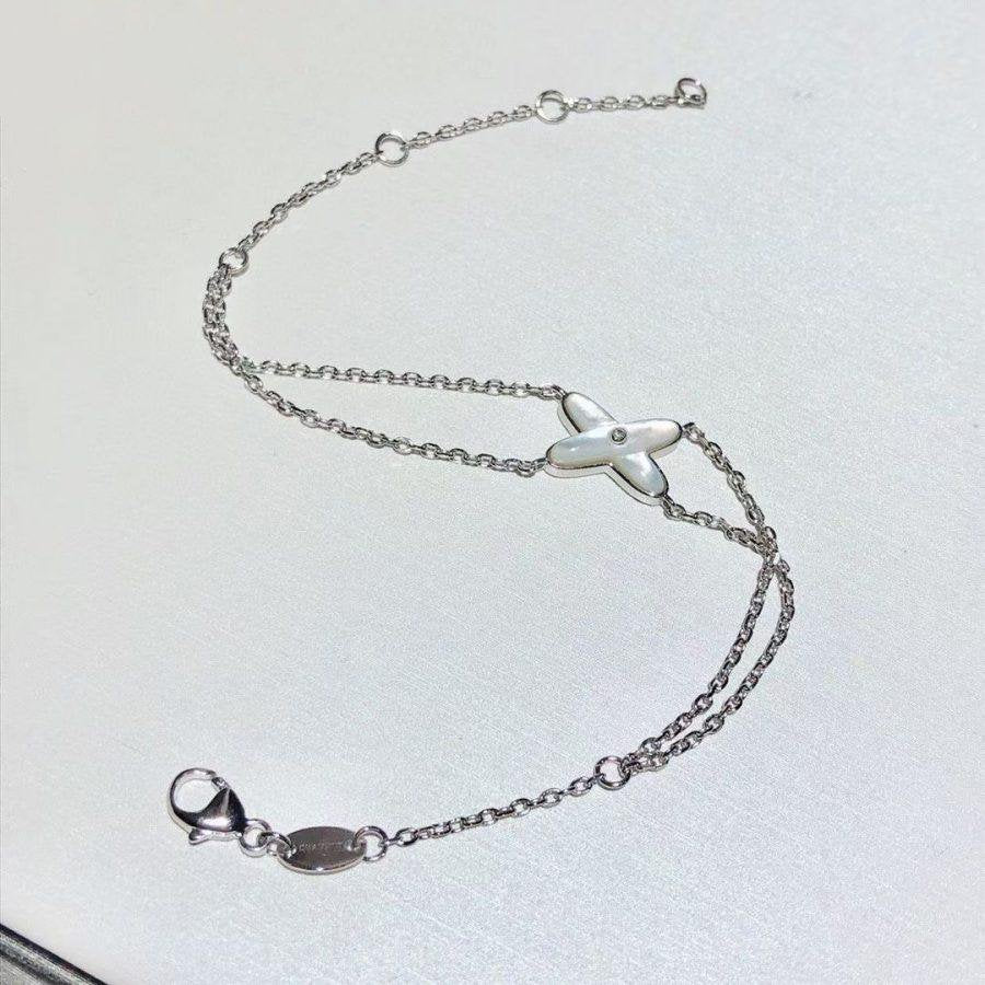 [⭐Hevara Jewelry]JEUX BRACELET WHITE MOP SILVER 1 DIAMOND