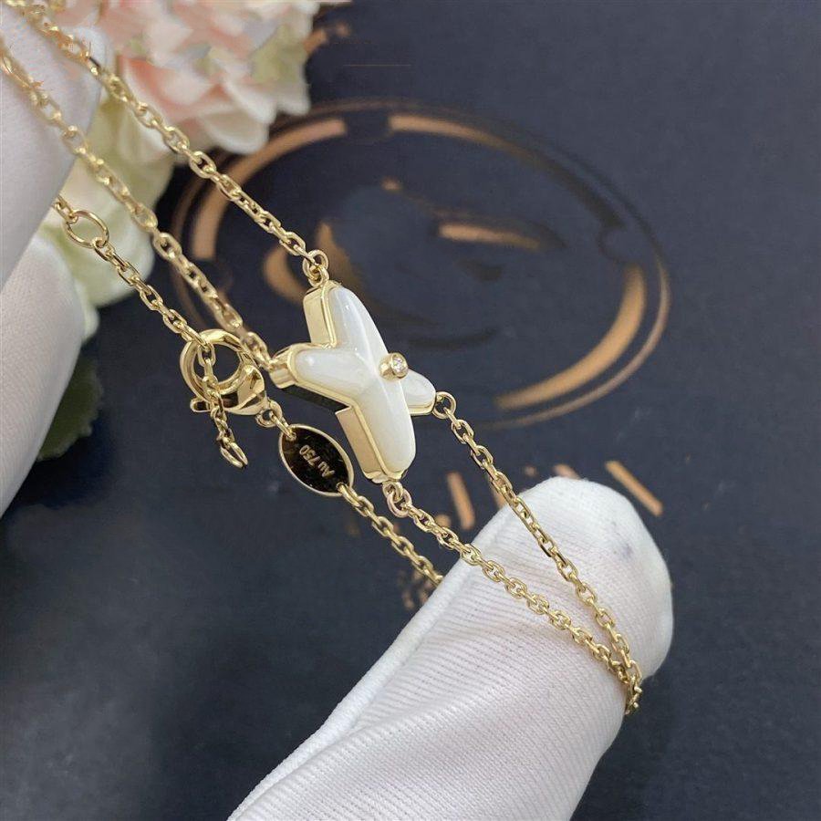 [⭐Hevara Jewelry]JEUX BRACELET WHITE MOP GOLD 1 DIAMOND