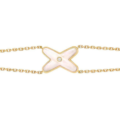 [⭐Hevara Jewelry]JEUX BRACELET WHITE MOP GOLD 1 DIAMOND