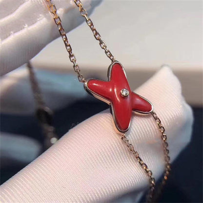 [⭐Hevara Jewelry]JEUX BRACELET CARNELIAN PINK GOLD 1 DIAMOND