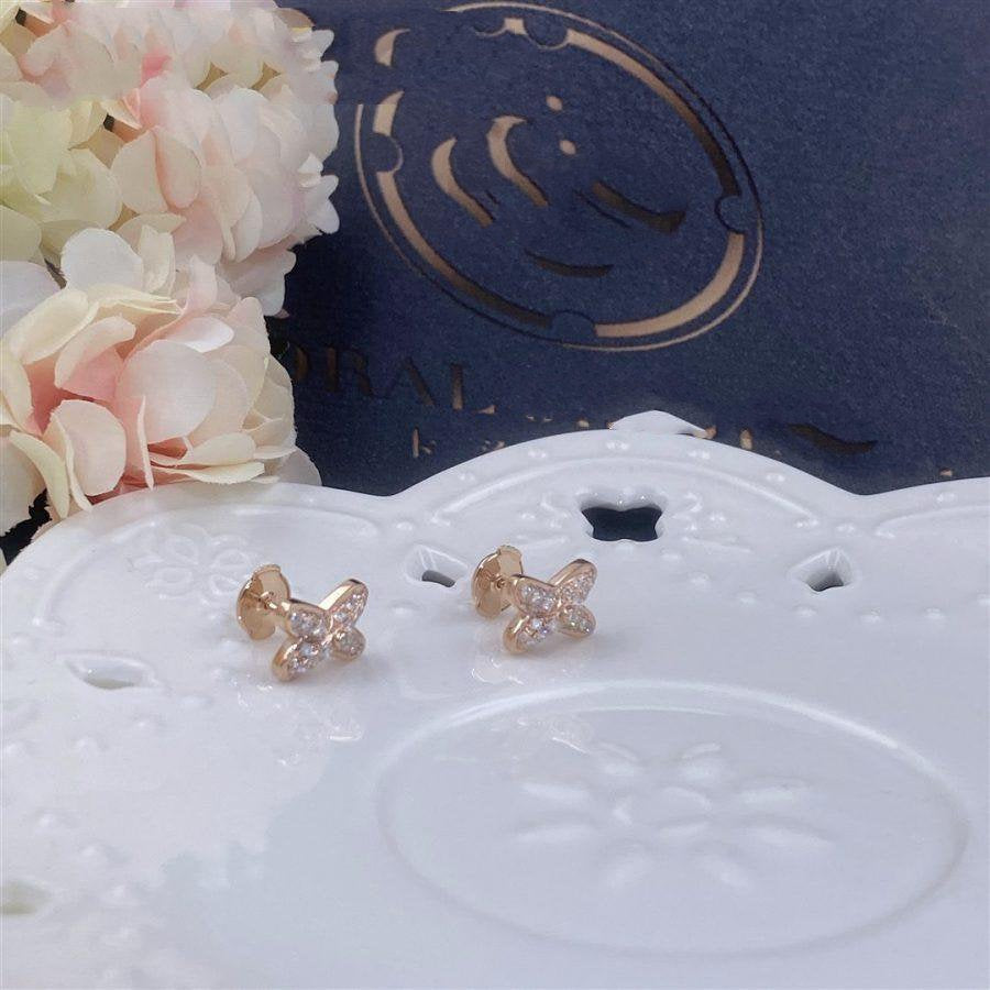 [⭐Hevara Jewelry]JEUX DE PINK GOLD DIAMOND EARRINGS