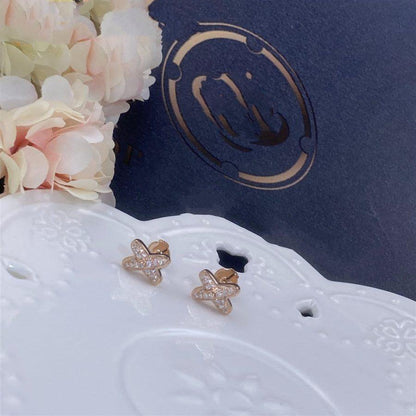 [⭐Hevara Jewelry]JEUX DE PINK GOLD DIAMOND EARRINGS