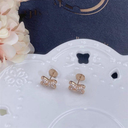 [⭐Hevara Jewelry]JEUX DE PINK GOLD DIAMOND EARRINGS