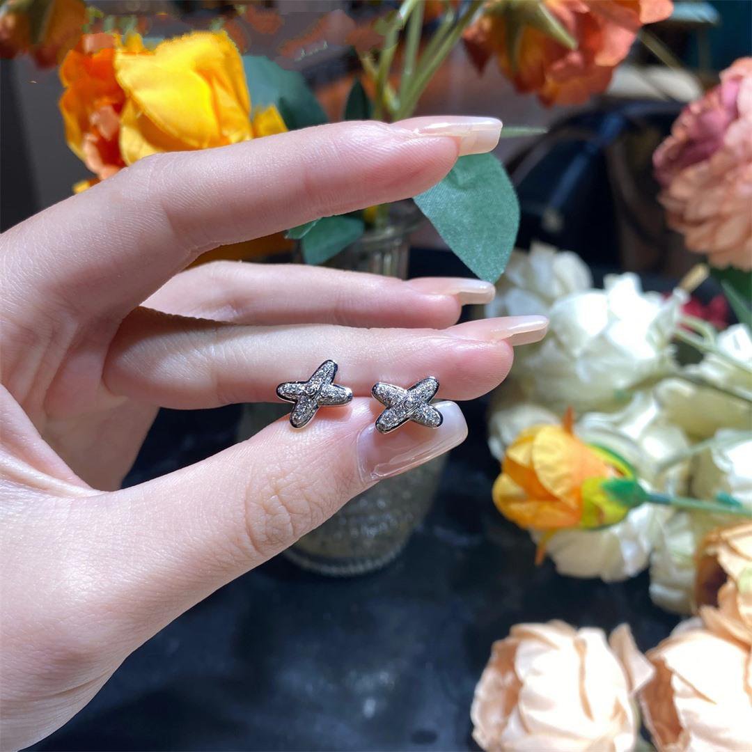 [⭐Hevara Jewelry]JEUX DE SILVER DIAMOND EARRINGS