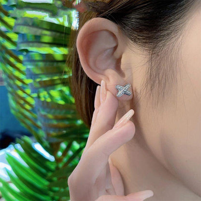 [⭐Hevara Jewelry]JEUX DE SILVER DIAMOND EARRINGS