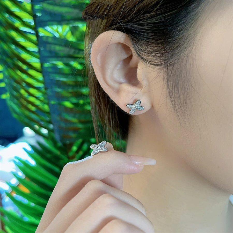 [⭐Hevara Jewelry]JEUX DE SILVER DIAMOND EARRINGS