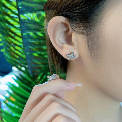 [⭐Hevara Jewelry]JEUX DE SILVER DIAMOND EARRINGS