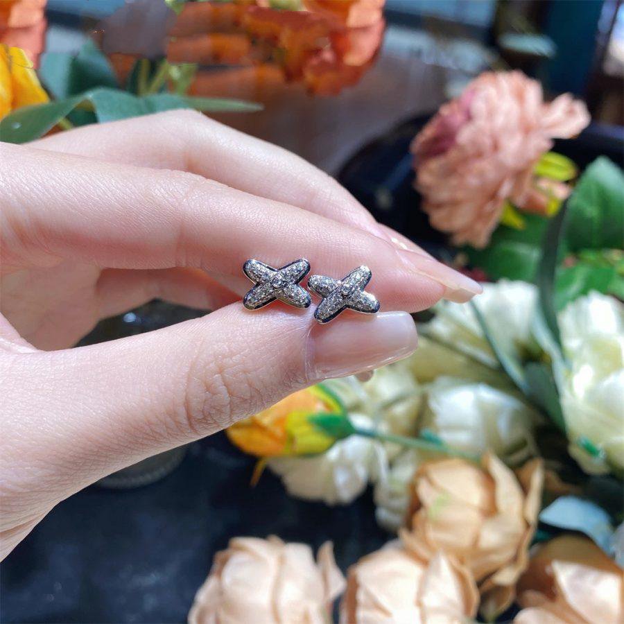 [⭐Hevara Jewelry]JEUX DE SILVER DIAMOND EARRINGS