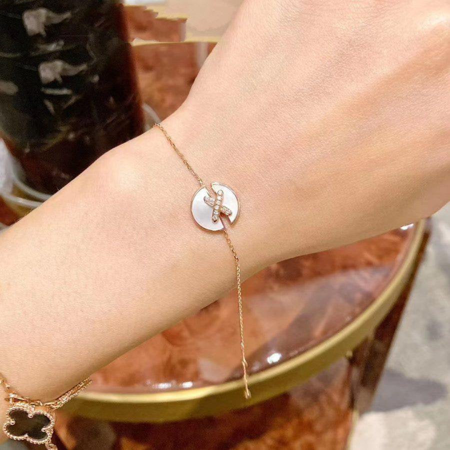 [⭐Hevara Jewelry]JEUX DE BRACELET MOP PINK GOLD DIAMONDS