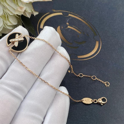 [⭐Hevara Jewelry]JEUX DE BRACELET ONYX PINK GOLD DIAMOND