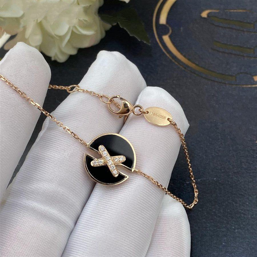 [⭐Hevara Jewelry]JEUX DE BRACELET ONYX PINK GOLD DIAMOND